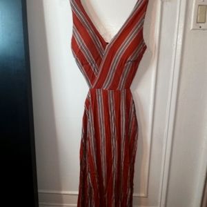 FASHION NOVA striped double front split jumpsuit